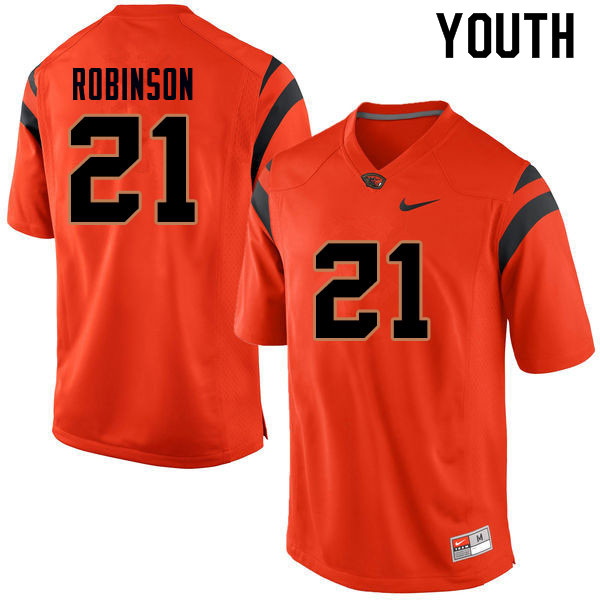 Youth #21 Jaden Robinson Oregon State Beavers College Football Jerseys Sale-Orange
